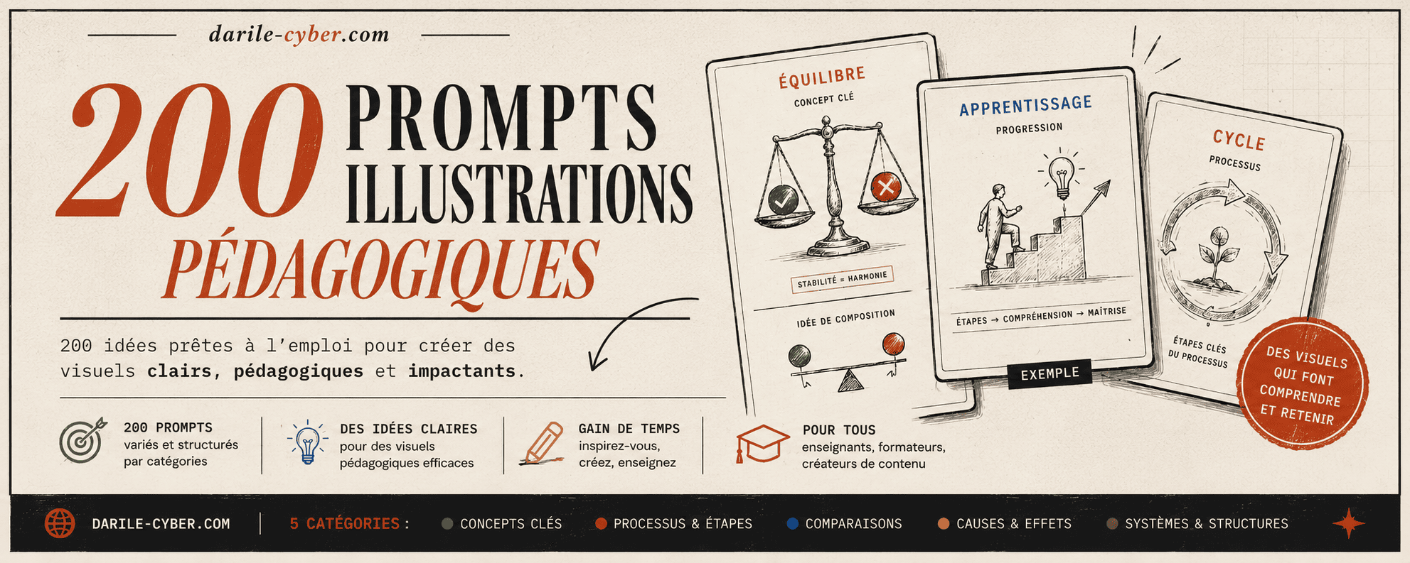 Pack de 200 Prompts d’Illustrations Pédagogiques – Créez des Visuels Éducatifs Professionnels avec l’IA